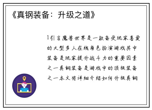 《真钢装备：升级之道》